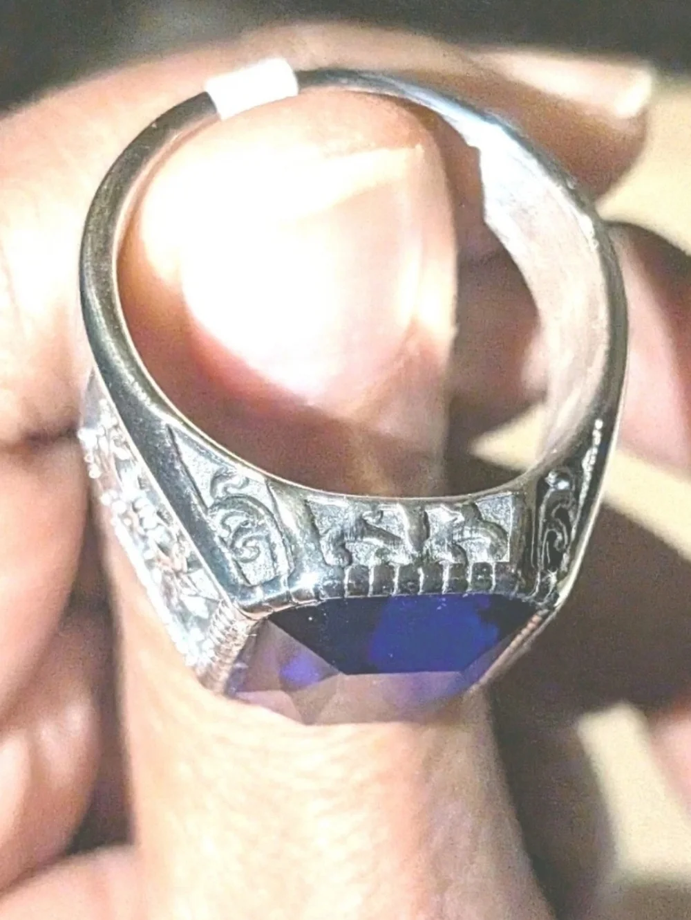 Retro Viking 5 Ct Lab Created Blue Sapphire Men's Ring 14K Silver Plated Sz 13